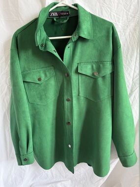 Zara Green Button-Down Shirt